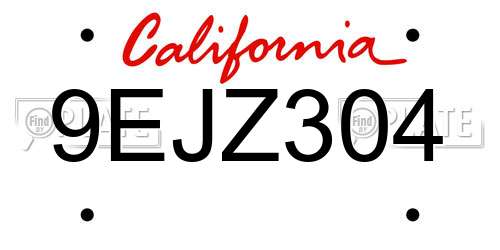 9EJZ304 California License Plate
