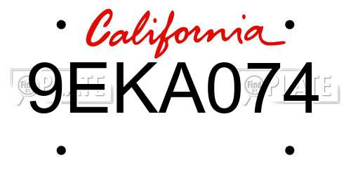 9EKA074 California License Plate