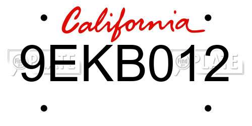 9EKB012 California License Plate