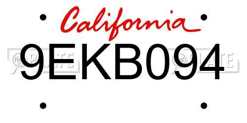9EKB094 California License Plate