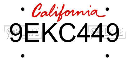 9EKC449 California License Plate