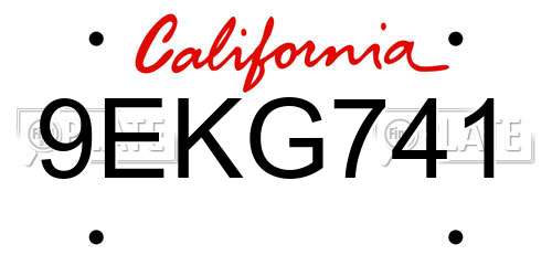 9EKG741 California License Plate