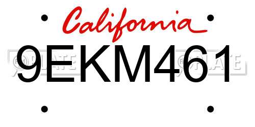 9EKM461 California License Plate