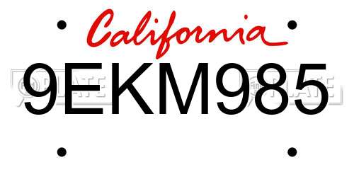 9EKM985 California License Plate