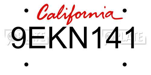 9EKN141 California License Plate