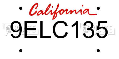 9ELC135 California License Plate