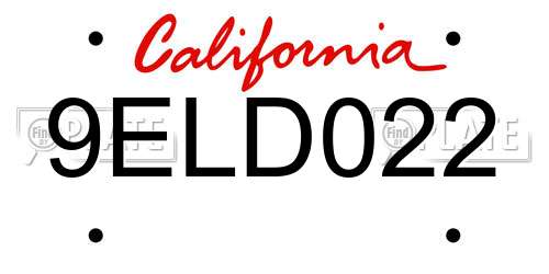 9ELD022 California License Plate