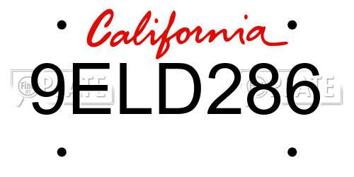 9ELD286 California License Plate