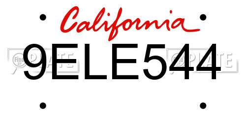 9ELE544 California License Plate