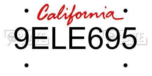 9ELE695 California License Plate
