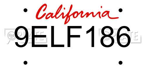 9ELF186 California License Plate