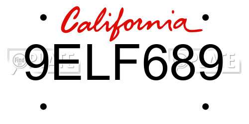 9ELF689 California License Plate