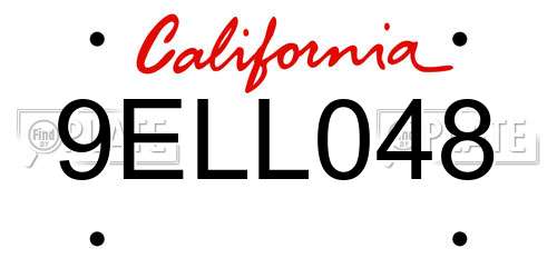 9ELL048 California License Plate