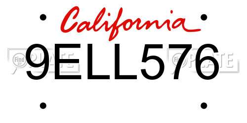 9ELL576 California License Plate