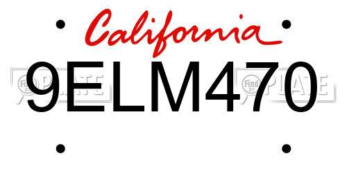 9ELM470 California License Plate