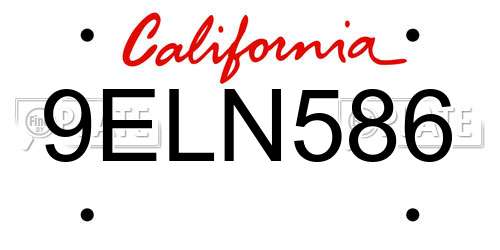 9ELN586 California License Plate