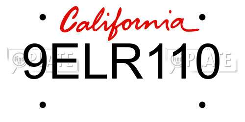 9ELR110 California License Plate