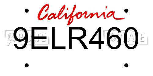 9ELR460 California License Plate
