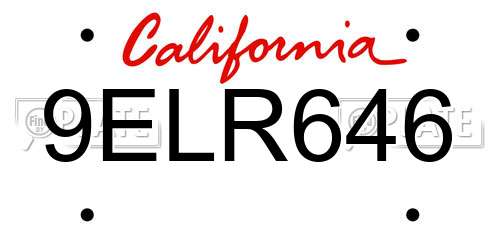 9ELR646 California License Plate