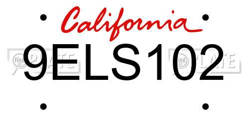 9ELS102 California License Plate