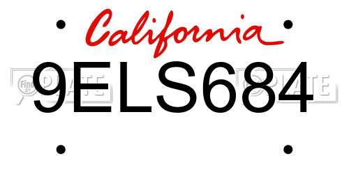 9ELS684 California License Plate