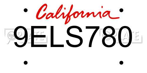 9ELS780 California License Plate