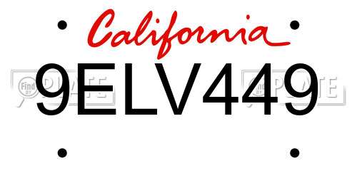 9ELV449 California License Plate
