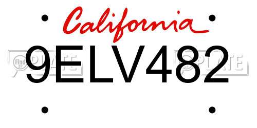 9ELV482 California License Plate