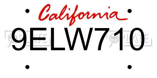 9ELW710 California License Plate