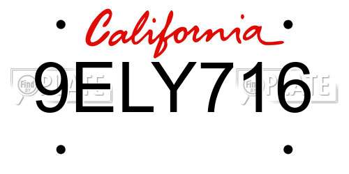 9ELY716 California License Plate