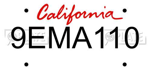 9EMA110 California License Plate
