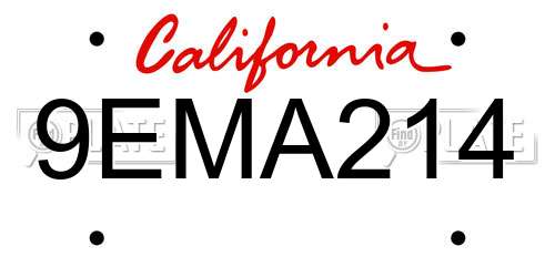 9EMA214 California License Plate