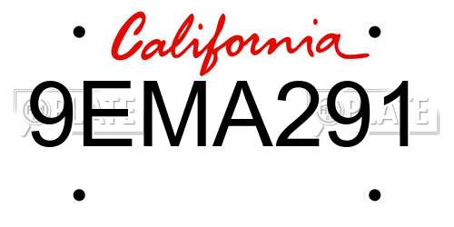 9EMA291 California License Plate