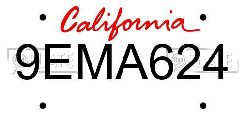 9EMA624 California License Plate