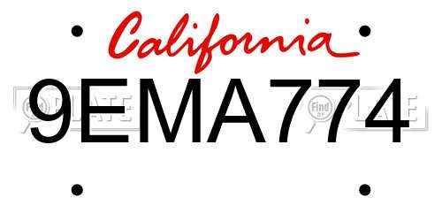 9EMA774 California License Plate