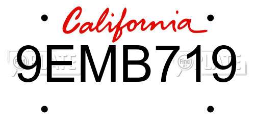 9EMB719 California License Plate