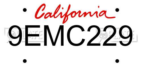 9EMC229 California License Plate