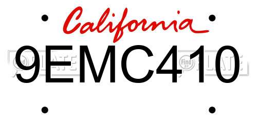 9EMC410 California License Plate