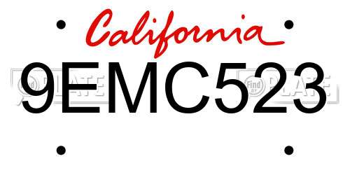 9EMC523 California License Plate