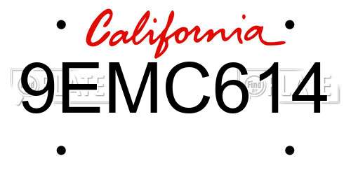 9EMC614 California License Plate