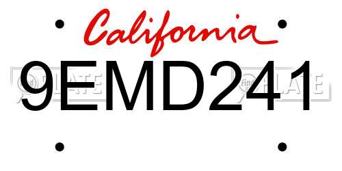 9EMD241 California License Plate