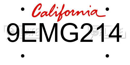 9EMG214 California License Plate