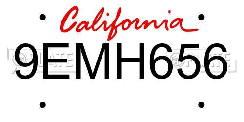 9EMH656 California License Plate