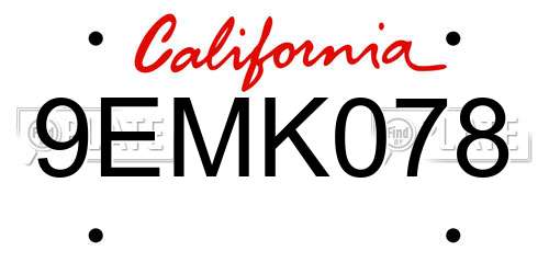 9EMK078 California License Plate