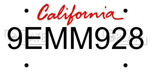 9EMM928 California License Plate