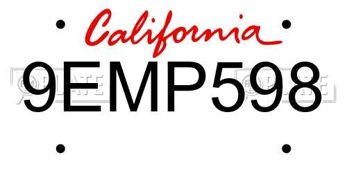 9EMP598 California License Plate
