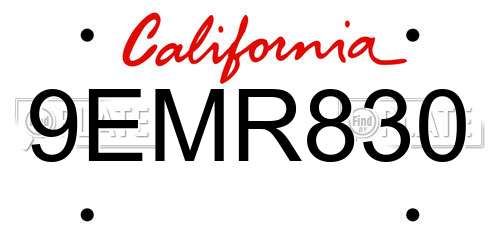 9EMR830 California License Plate