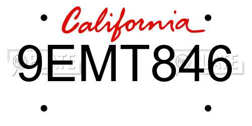9EMT846 California License Plate