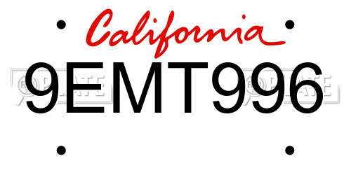 9EMT996 California License Plate