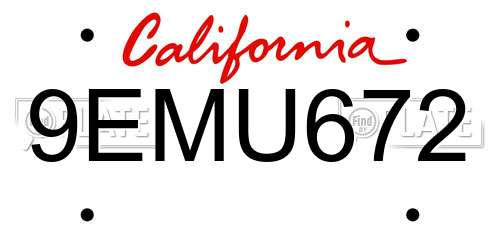 9EMU672 California License Plate